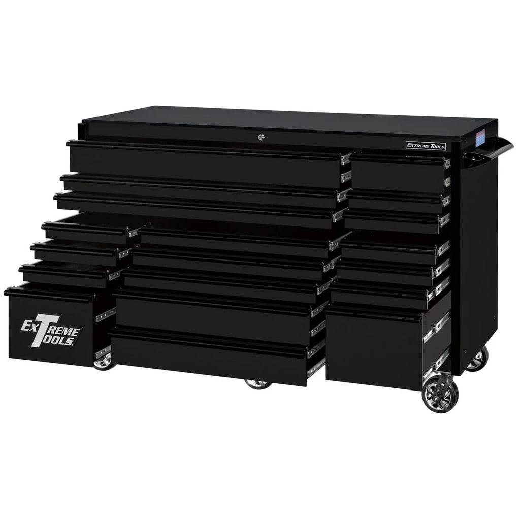 Extreme Tools RX250 Series 72-inch x 30-inch Rolling Cart – 19 Drawers – 250 lb Drawer Slides