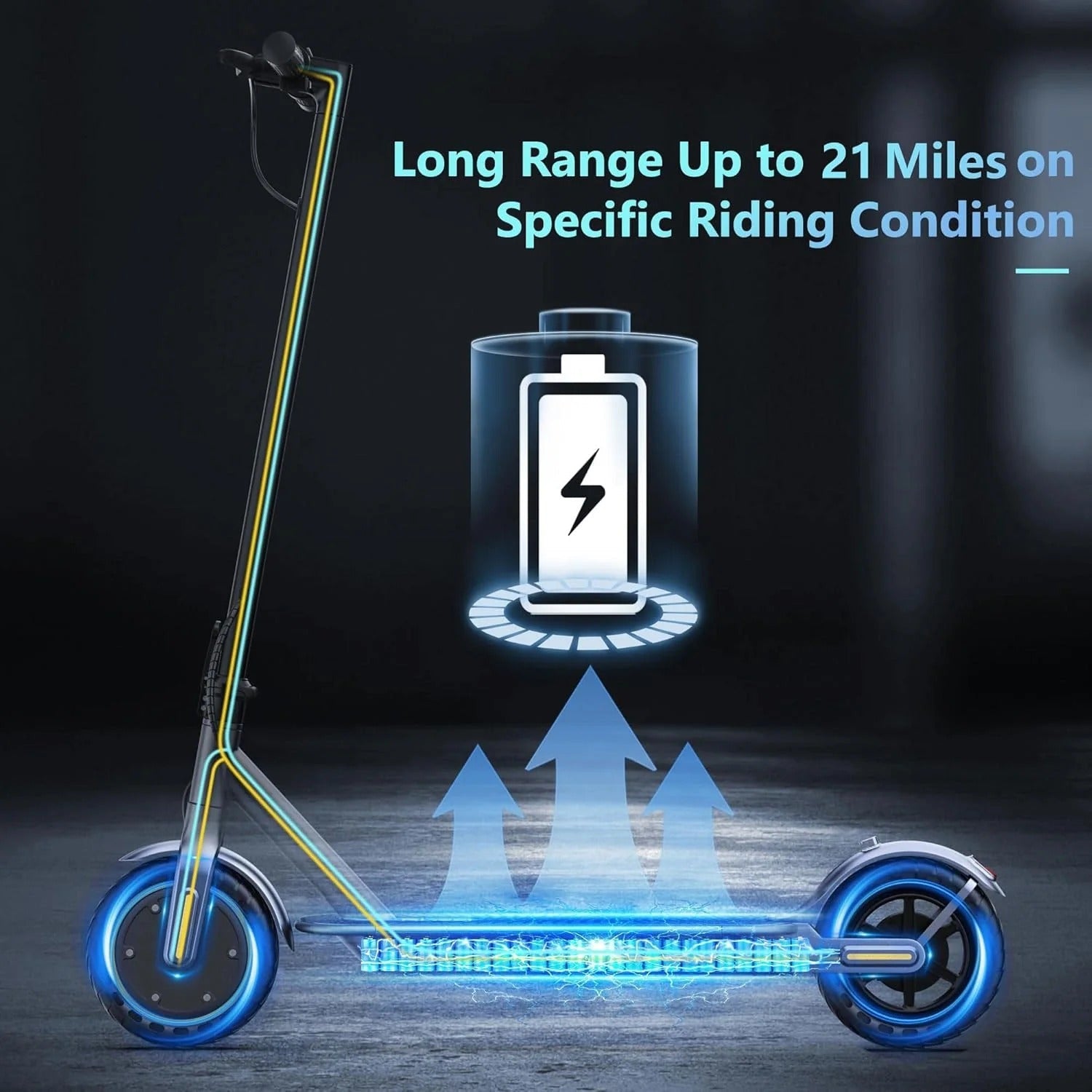 Electric scooter, 350W/500W powerful motor, 8.5"/10" solid rubber tires, 19/22 mph, 28/21/12 mile range, dual brakes