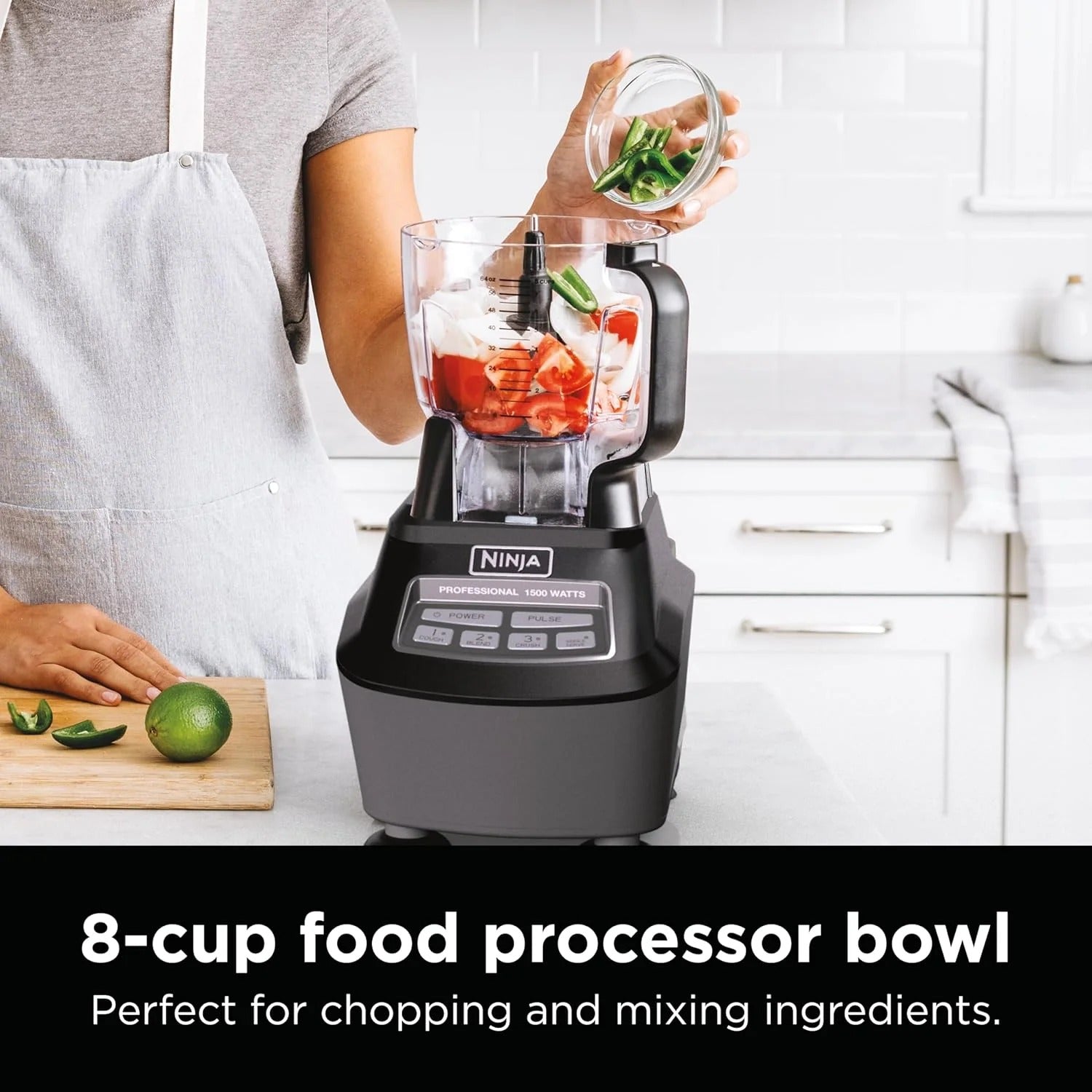 Ninja Mega Kitchen System, 1500 Watt Stand Mixer (2.1 Liters) and Food Processor (8 Cups) with (2) 473 ml Takeaway Cups