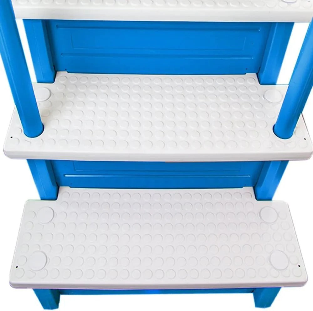 Non-slip pool entrance steps | Gray | Suitable for above-ground pools | Can be installed on patios with a height of 122 to 137 cm | Maximum load capacity 136 kg